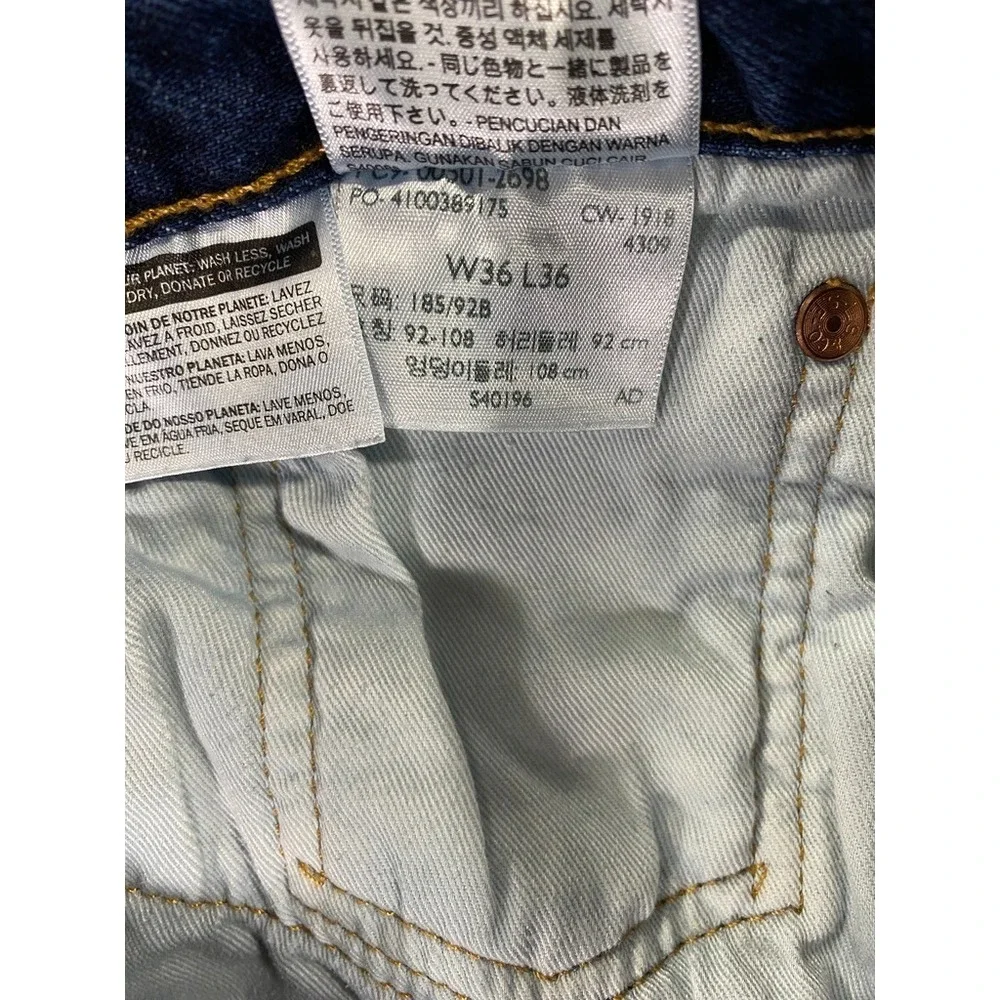 Levis 501 Jeans Mens 36x36 (34x33.5)‎ Blue Denim Straight Button Premium Big E